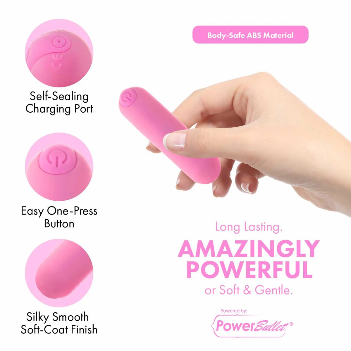 Pure Love® - Rechargeable Power Bullet With Silicone Case - Pink