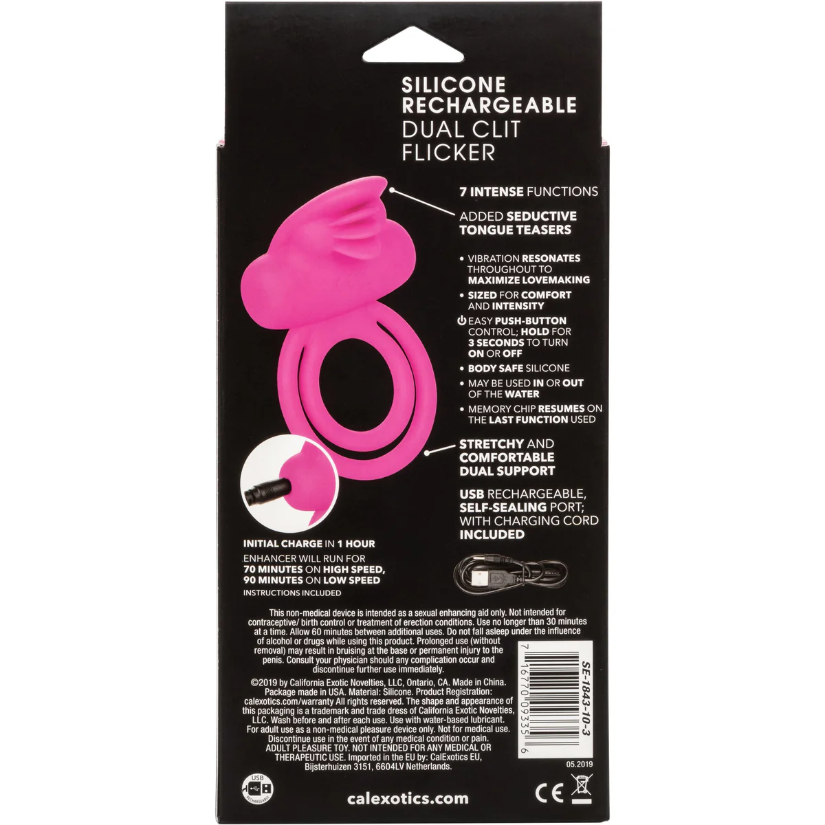 CalExotics Dual Clit Flicker/Cock Ring – Pink