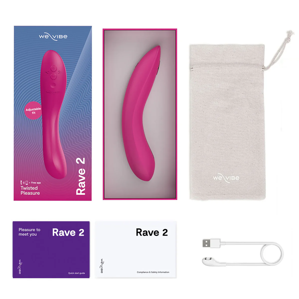 We-Vibe® - Rave 2 – Twisted Pleasure - G-Spot Vibrator – Fuchsia