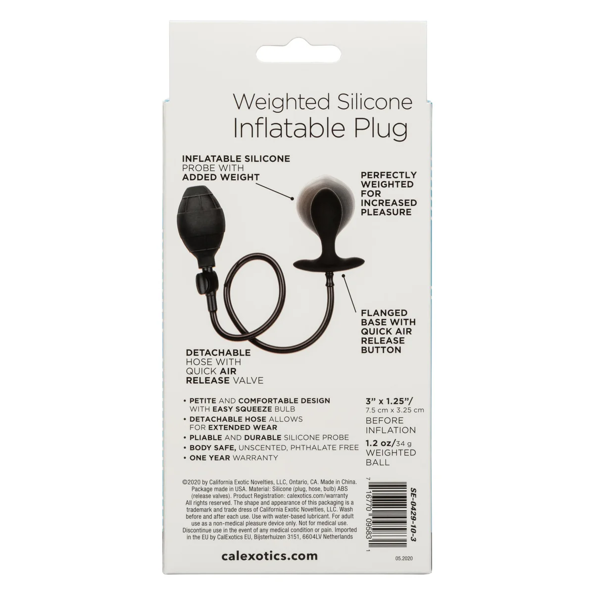 CalExotics Weighted Silicone Inflatable Plug - Black