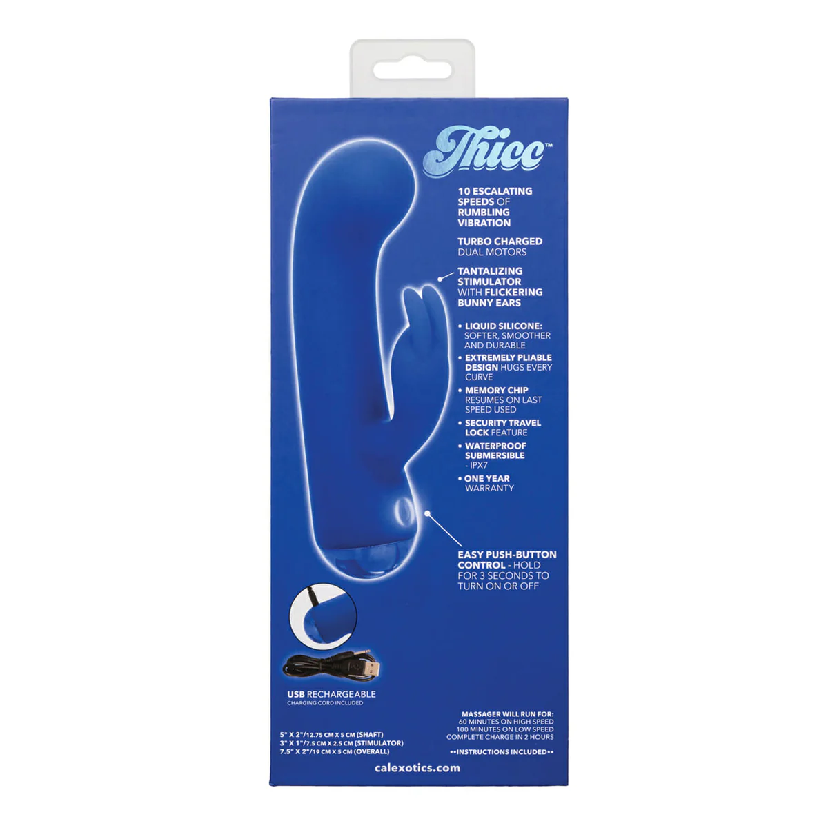 CaleXOtics – Thicc – Chubby Bunny - Liquid Silicone Vibrator - Blue