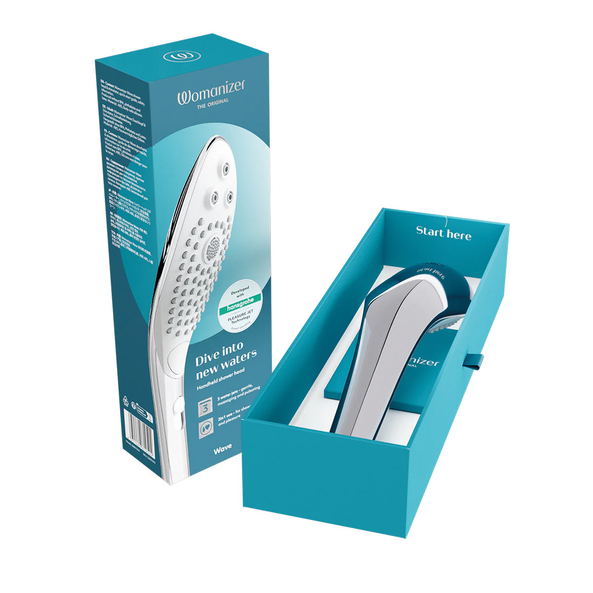 Womanizer® - Wave - Combined Shower Head & Water Massage Clitoral Stimulator - Chrome