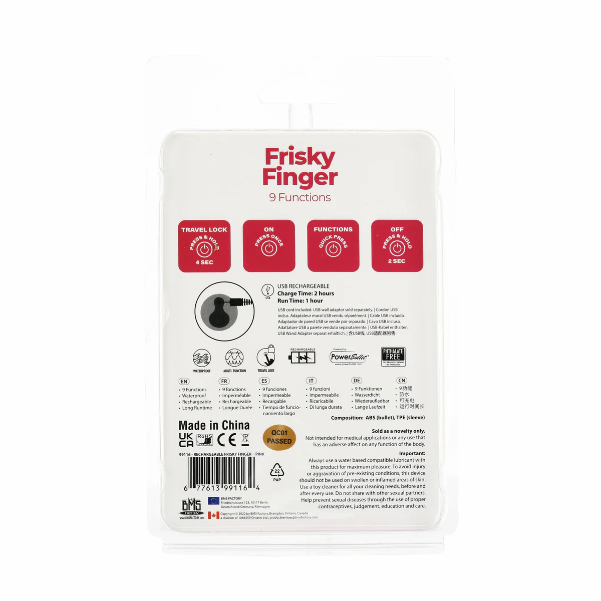 PowerBullet Frisky Finger - Rechargeable - Pink