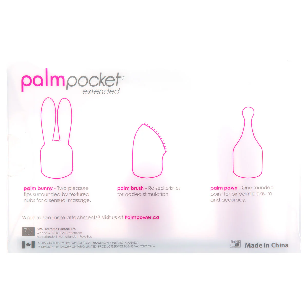 PalmPocket Extended – Silicone Massage Heads – For Use with PalmPower Pocket – Pink