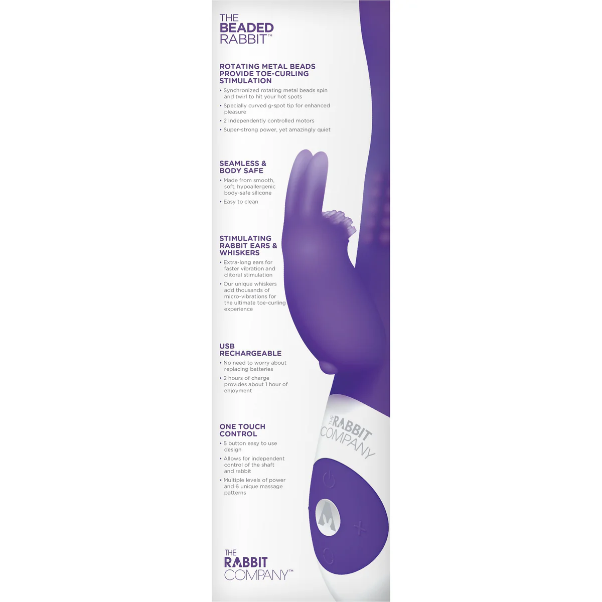 The Rabbit Company Beaded Rabbit Vibrator - Purple