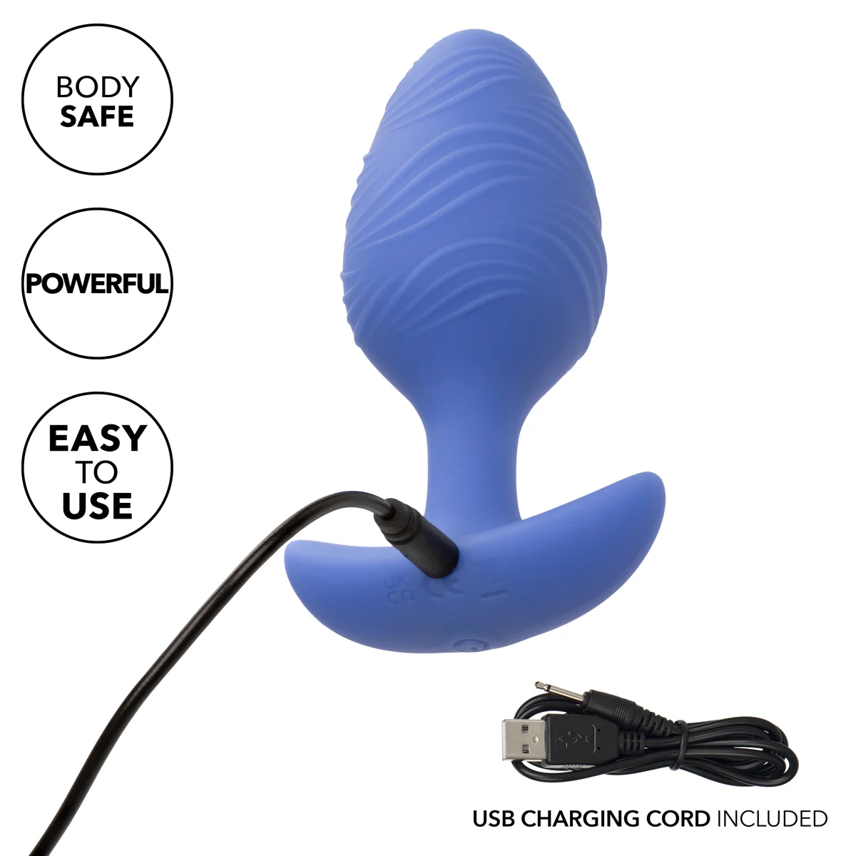 CaleXOtics Cheeky Vibrating Glow in The Dark Large Butt Plug - Blue