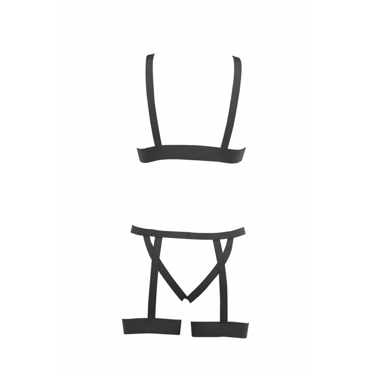 Kitten by Allure – Teaser - Open Bra & Panty Set with Leg Bands – Black - OS