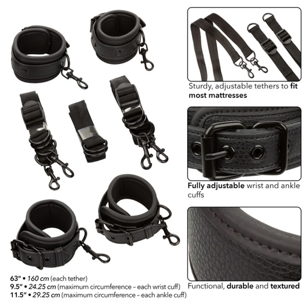 CaleXOtics Nocturnal Collection Bed Restraints - Black