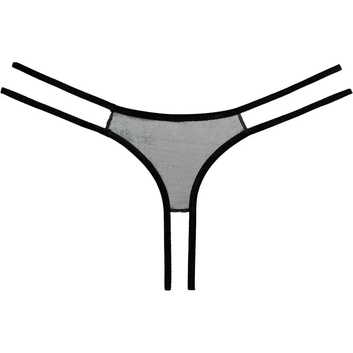 Allure Adore – Crotchless Scalloped Lace Honey Panty - Black