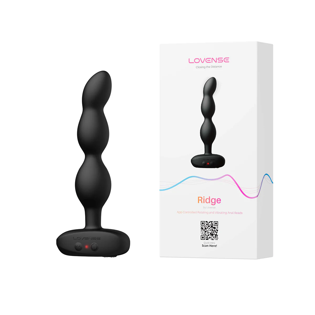 Lovense Ridge Vibrating & Rotating Anal Beads - Black