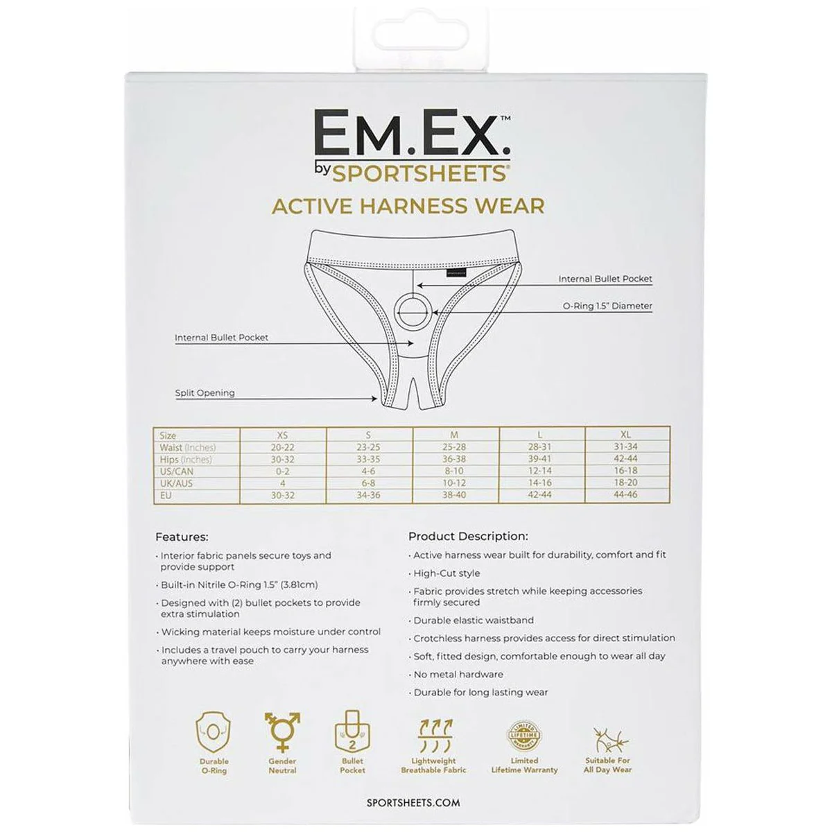 Sportsheets Em Ex – Silhouette Harness – Black - Small