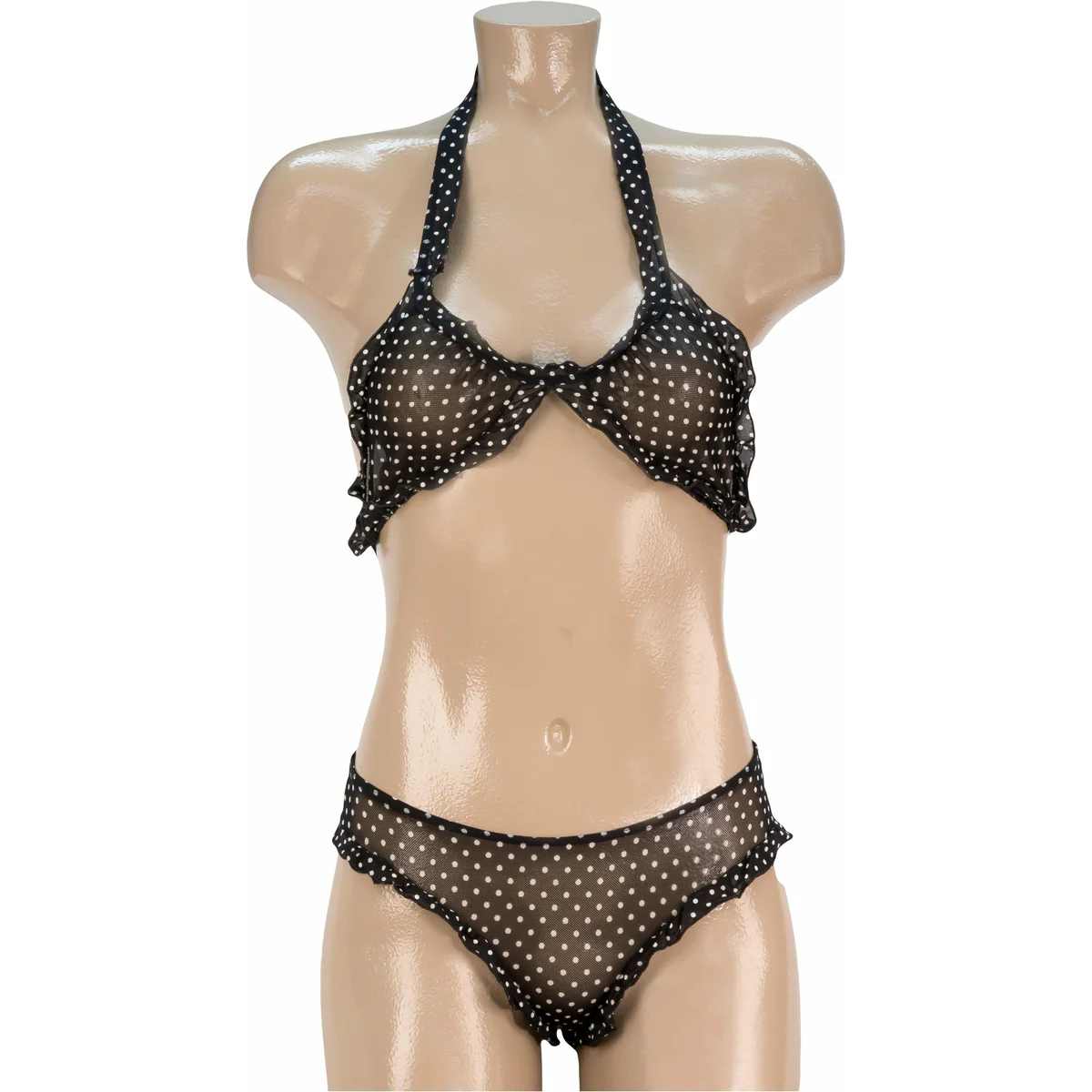Sexy 2 PC Polka Dot Halter & Low Rise Panty Set - O/S