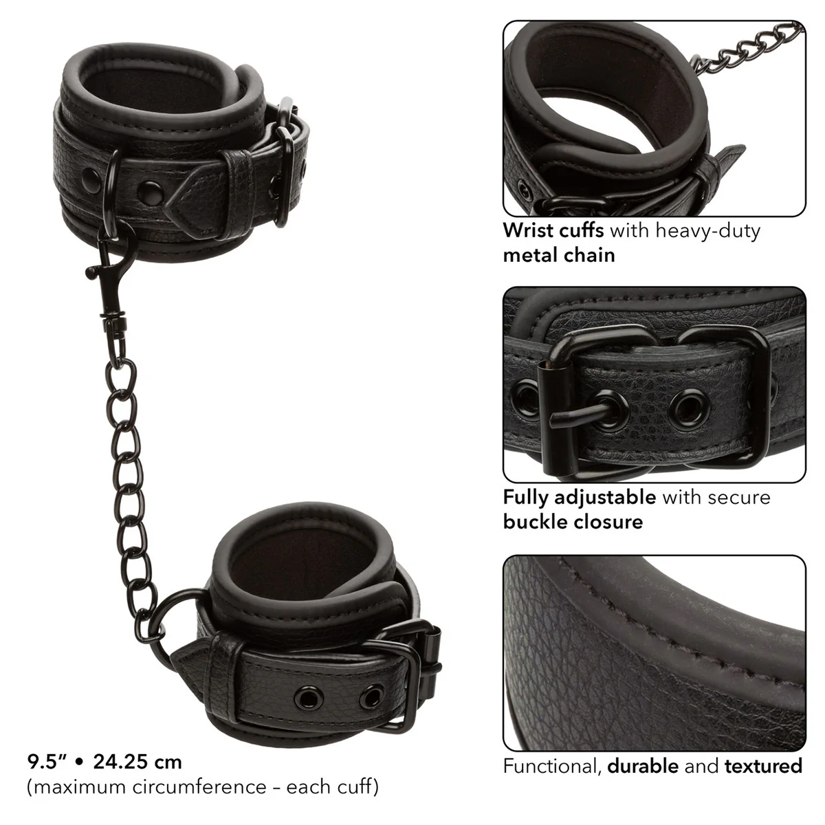 CaleXOtics Nocturnal Wrist Cuffs - Black