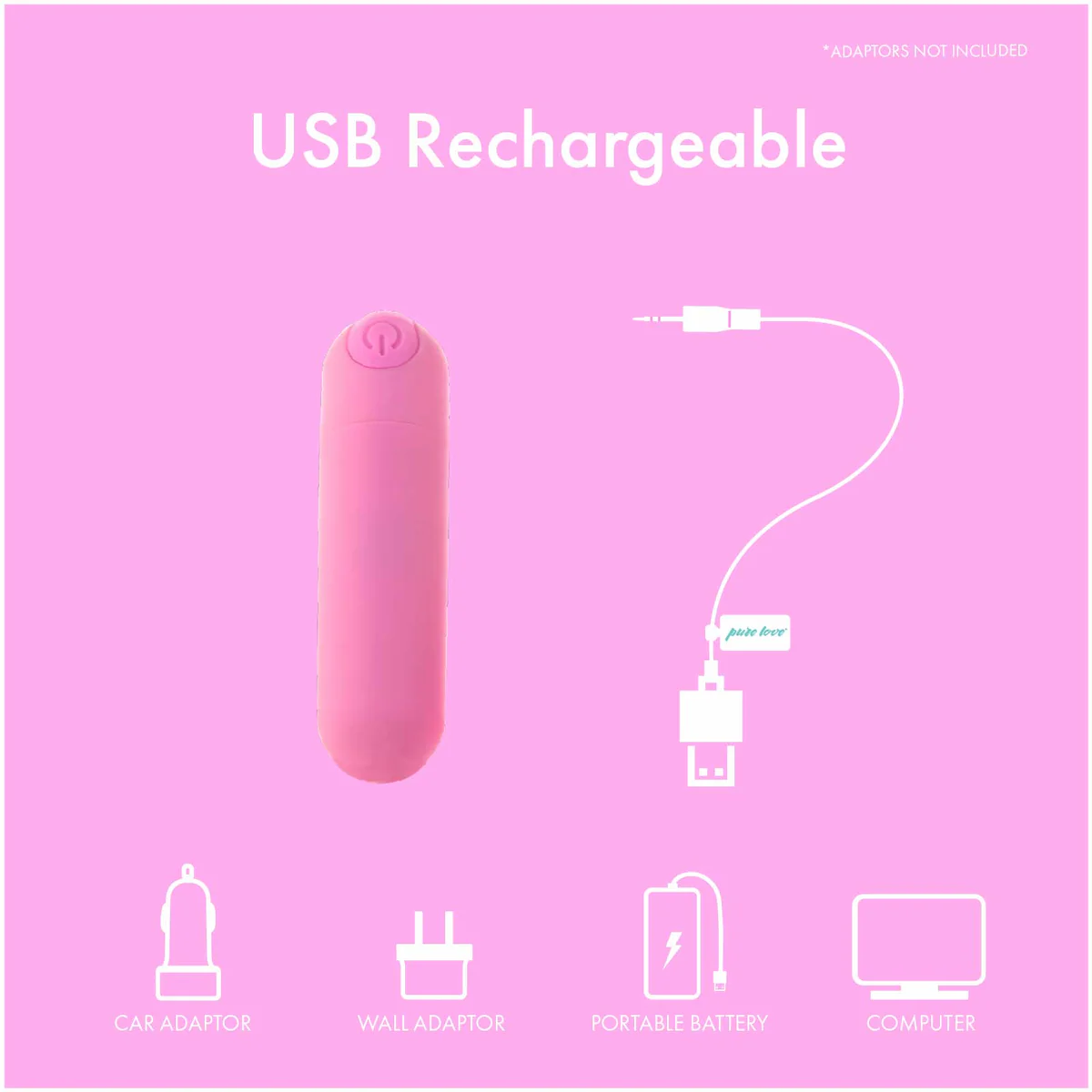 Pure Love® - Rechargeable Power Bullet With Silicone Case - Pink