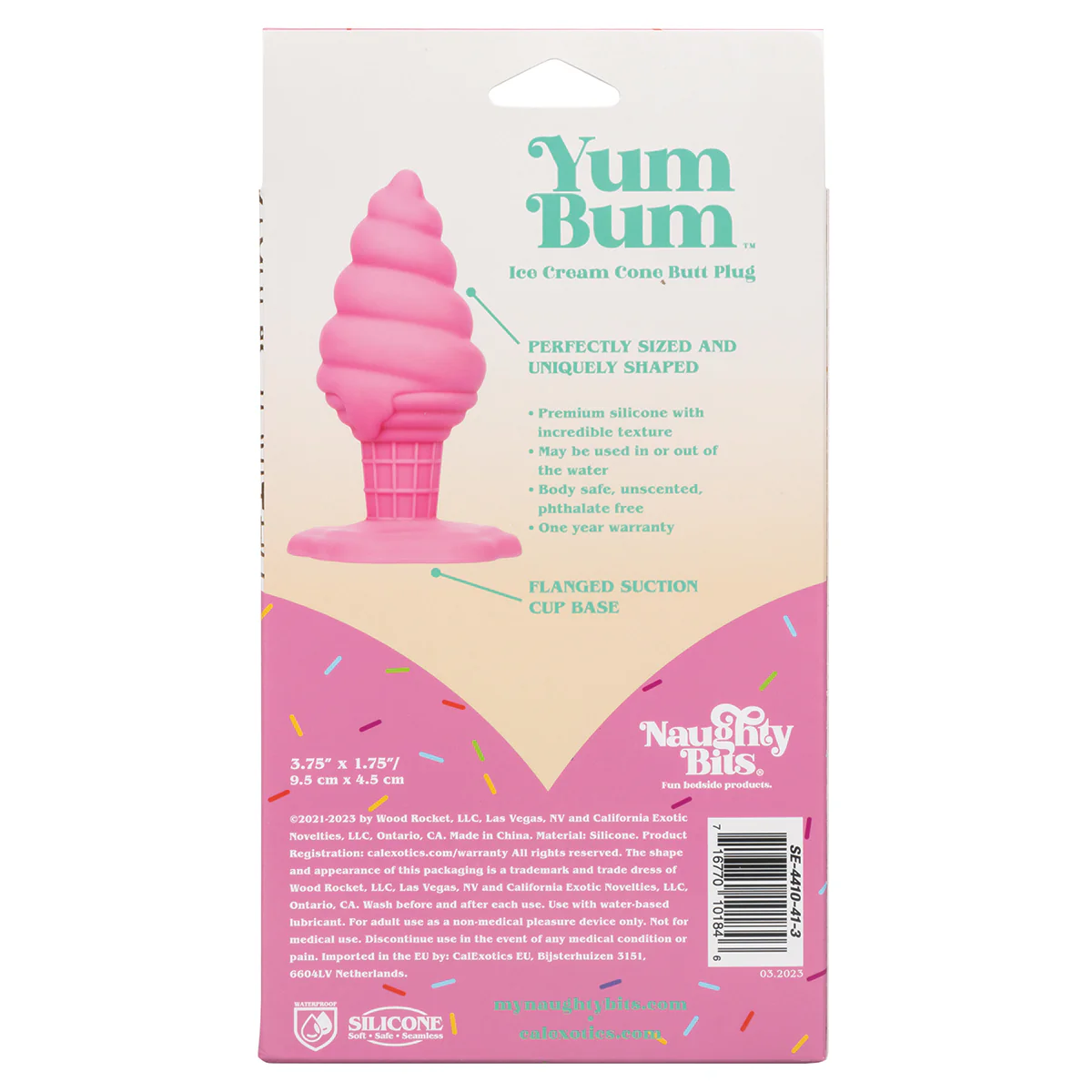 CaleXOtics – Naughty Bits – Yum Bum Ice Cream Cone - Silicone Butt Plug - Pink