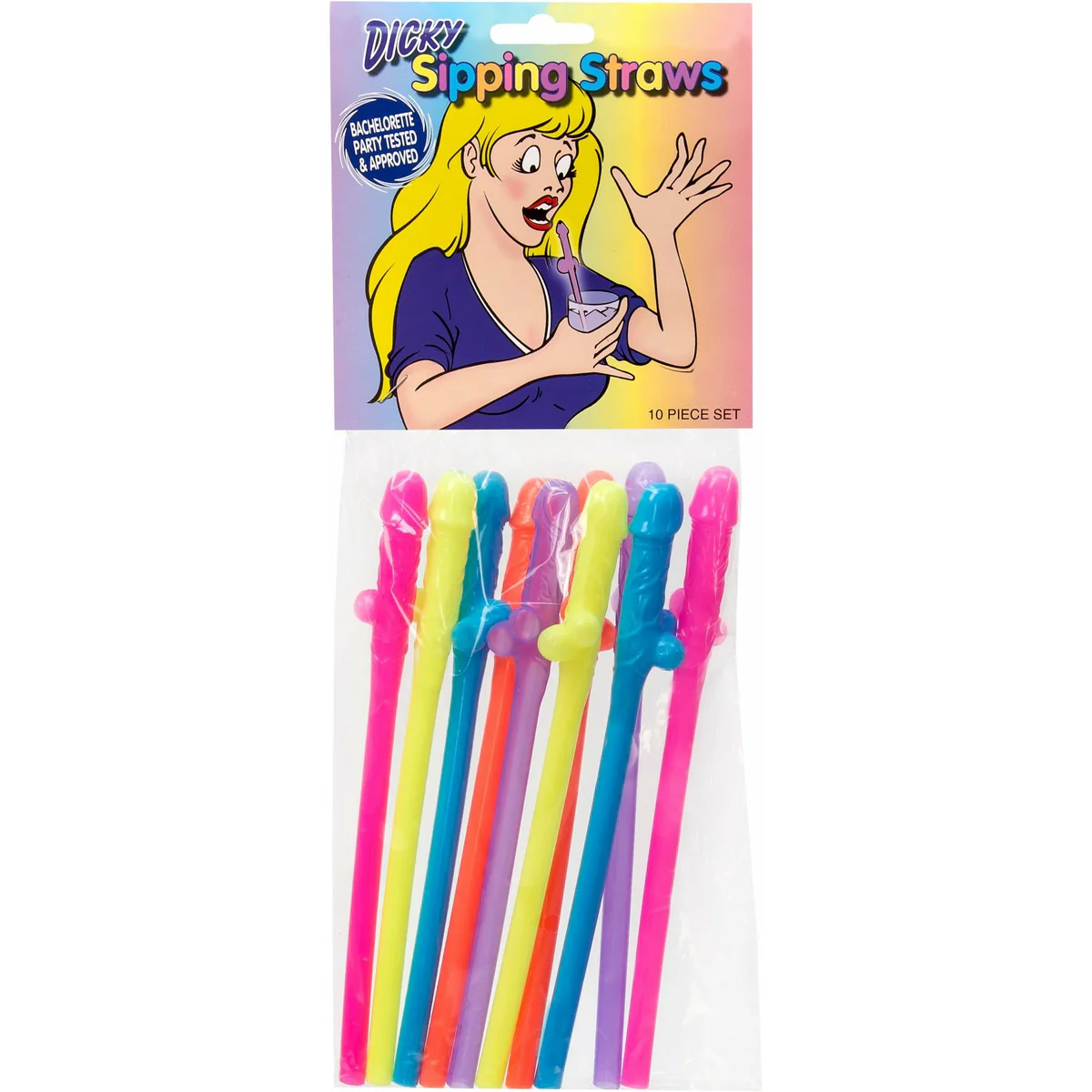 TYTF Dicky Sipping Straws - Neon Colors - 10pc Set