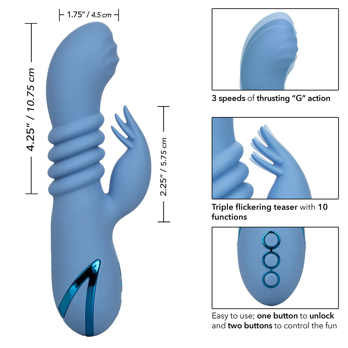 CalExotics California Dreaming – Santa Cruz Coaster Dual Vibrator – Blue