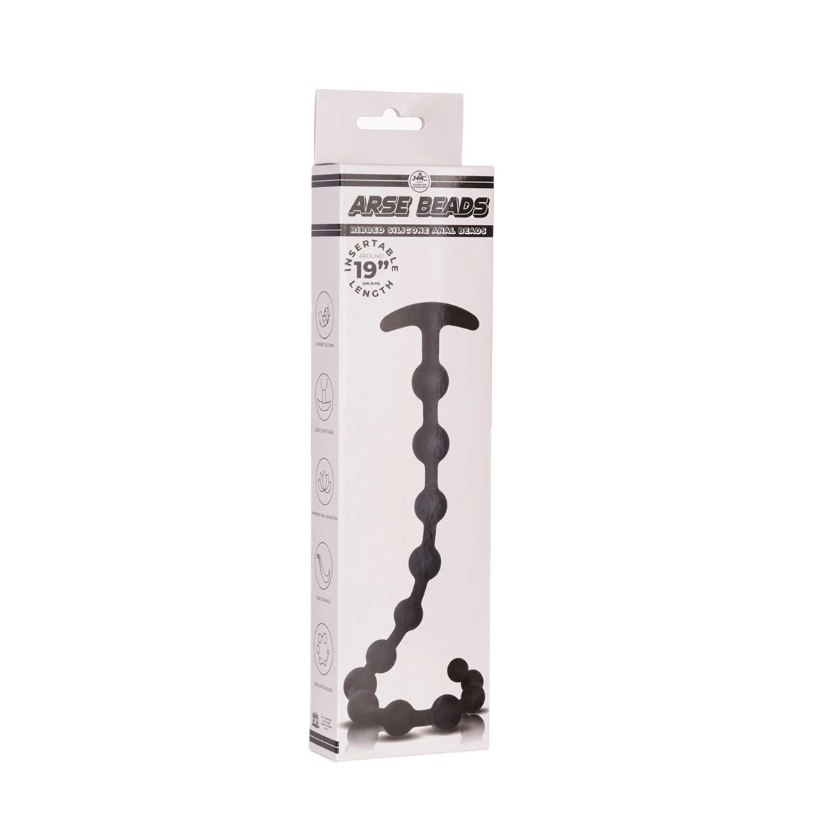 Arse Beads 19” Ribbed Silicone Anal Beads - Black