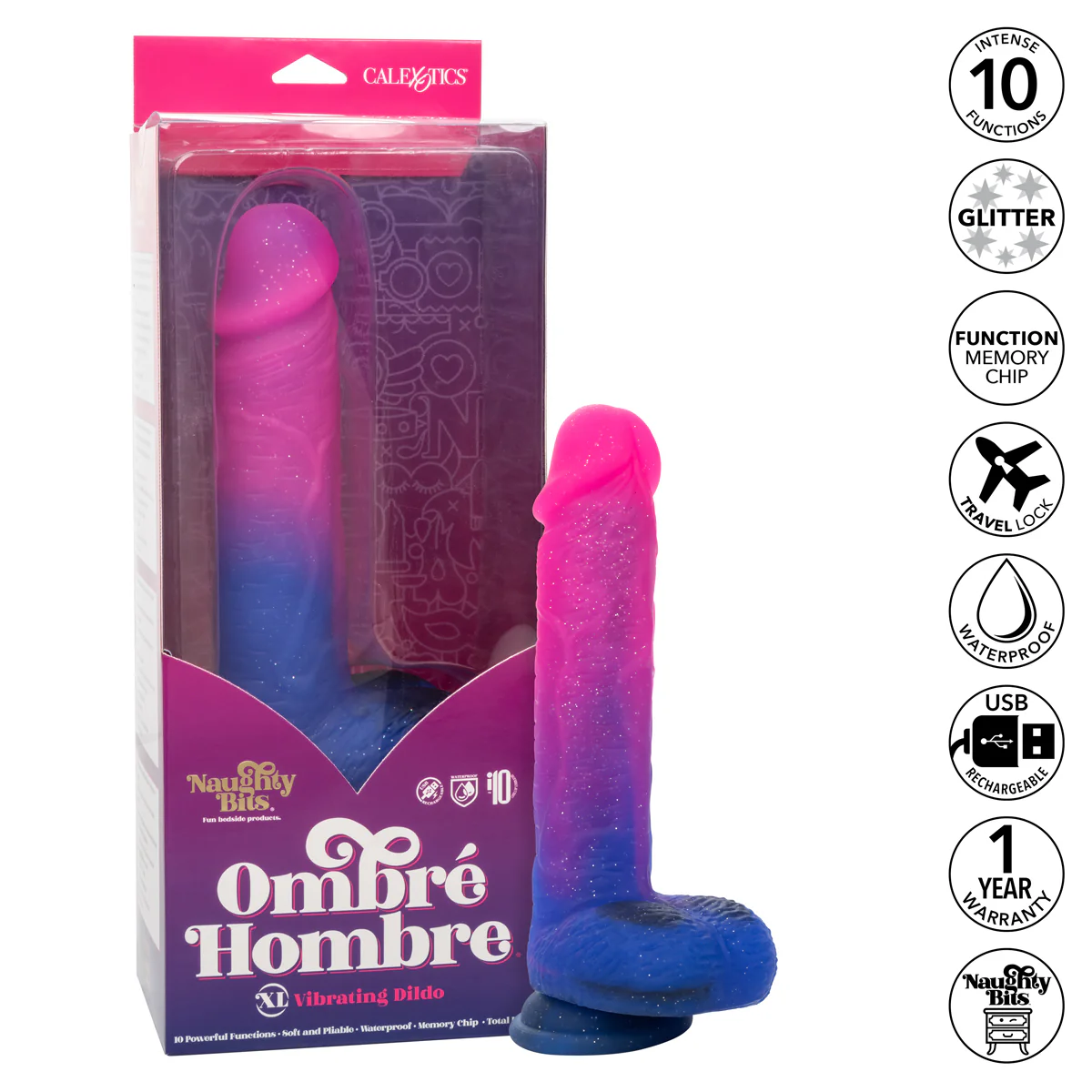 CalExotics® - Naughty Bits® - Ombre Hombre XL Vibrating Dildo