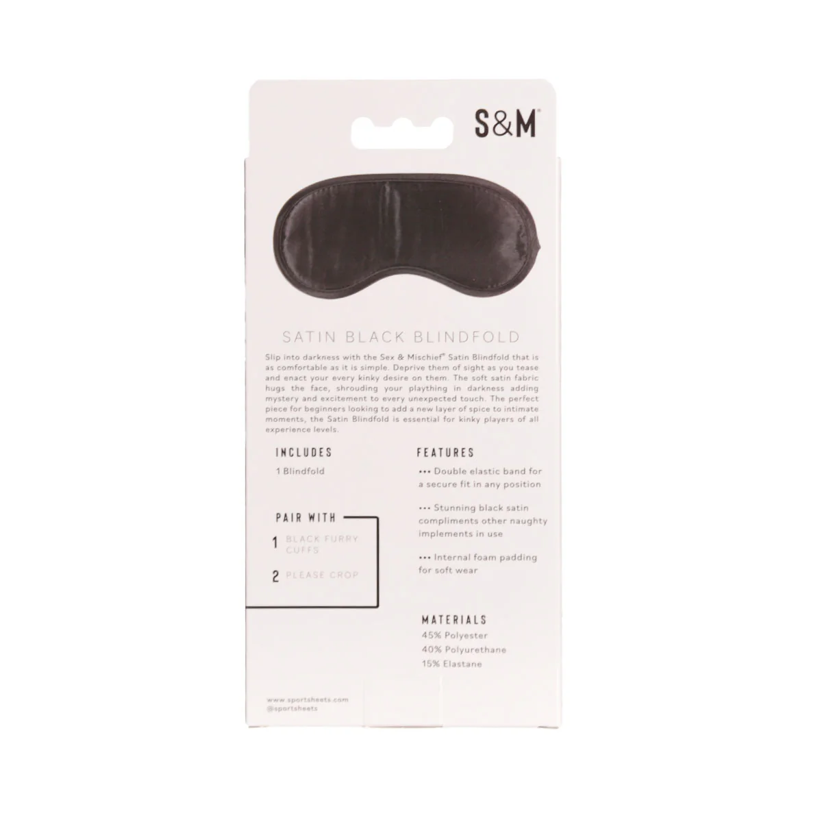 Sportsheets Sex & Mischief - Satin Blindfold - Black