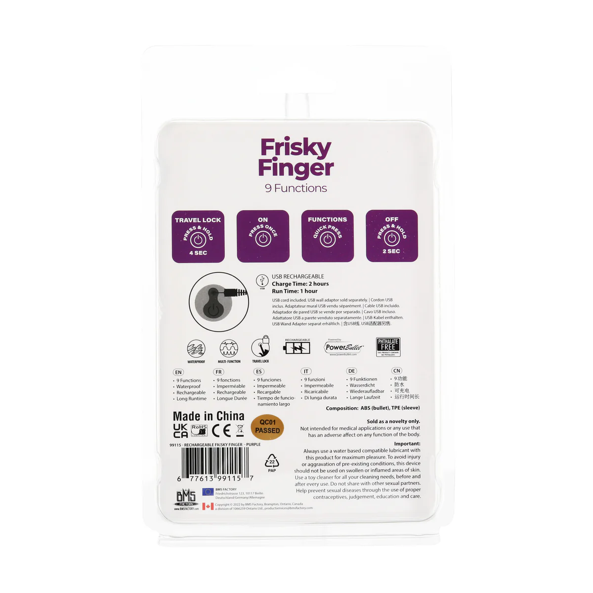 PowerBullet Frisky Finger - Rechargeable - Purple