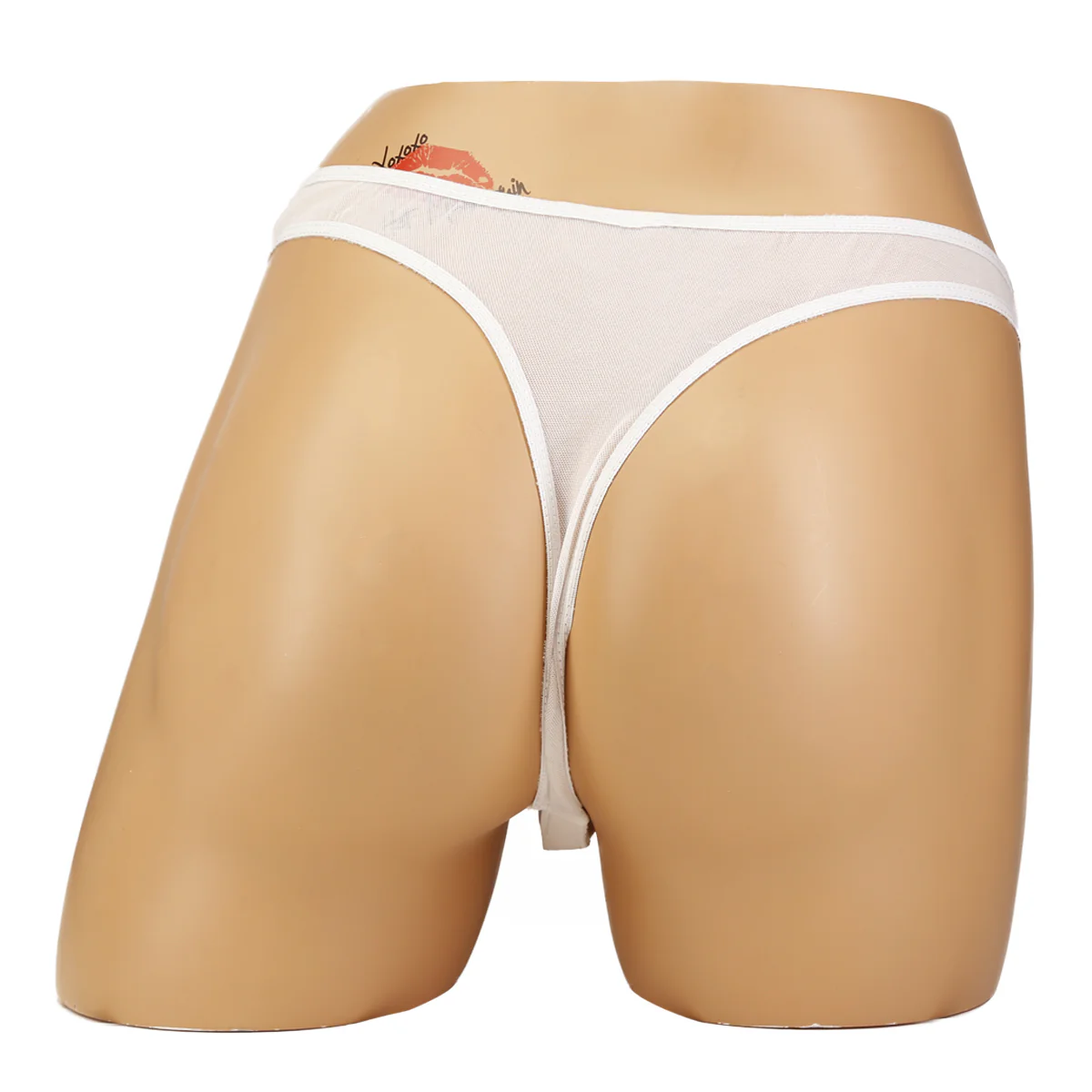 Velcro Front Mesh Thong For Men –  White - O/S