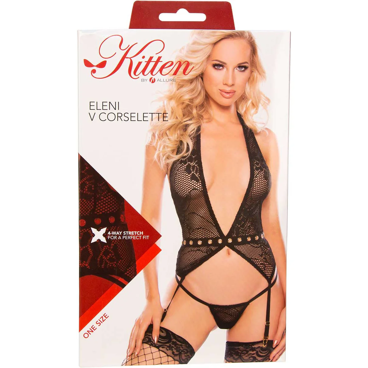 Allure Kitten - Eleni V Corselette - One Size Fits Most - Black
