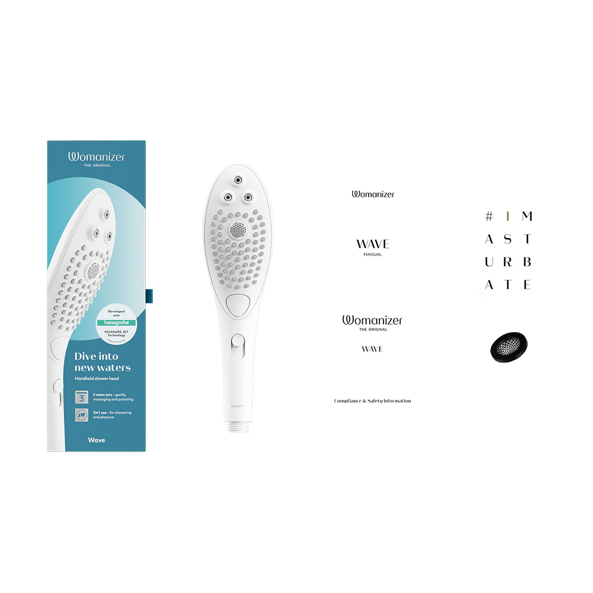 Womanizer® - Wave - Combined Shower Head & Water Massage Clitoral Stimulator - White