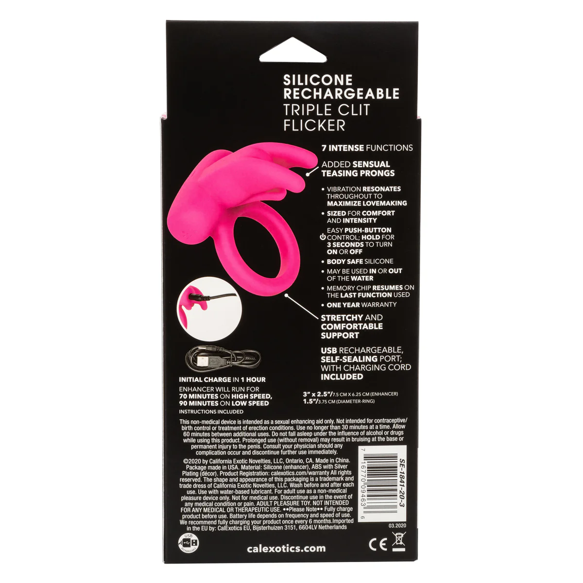 CalExotics Triple Clit Flicker - Vibrating Cock Ring - Pink