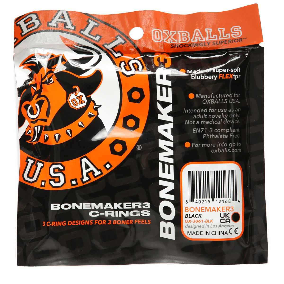 Oxballs -  Bonemaker 3-Pack C-Rings - Black