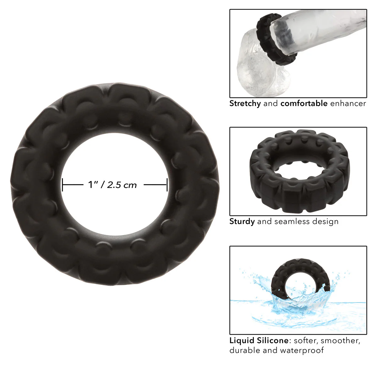CaleXOtics – Alpha Ring – Liquid Silicone Prolong Tread Ring - Black