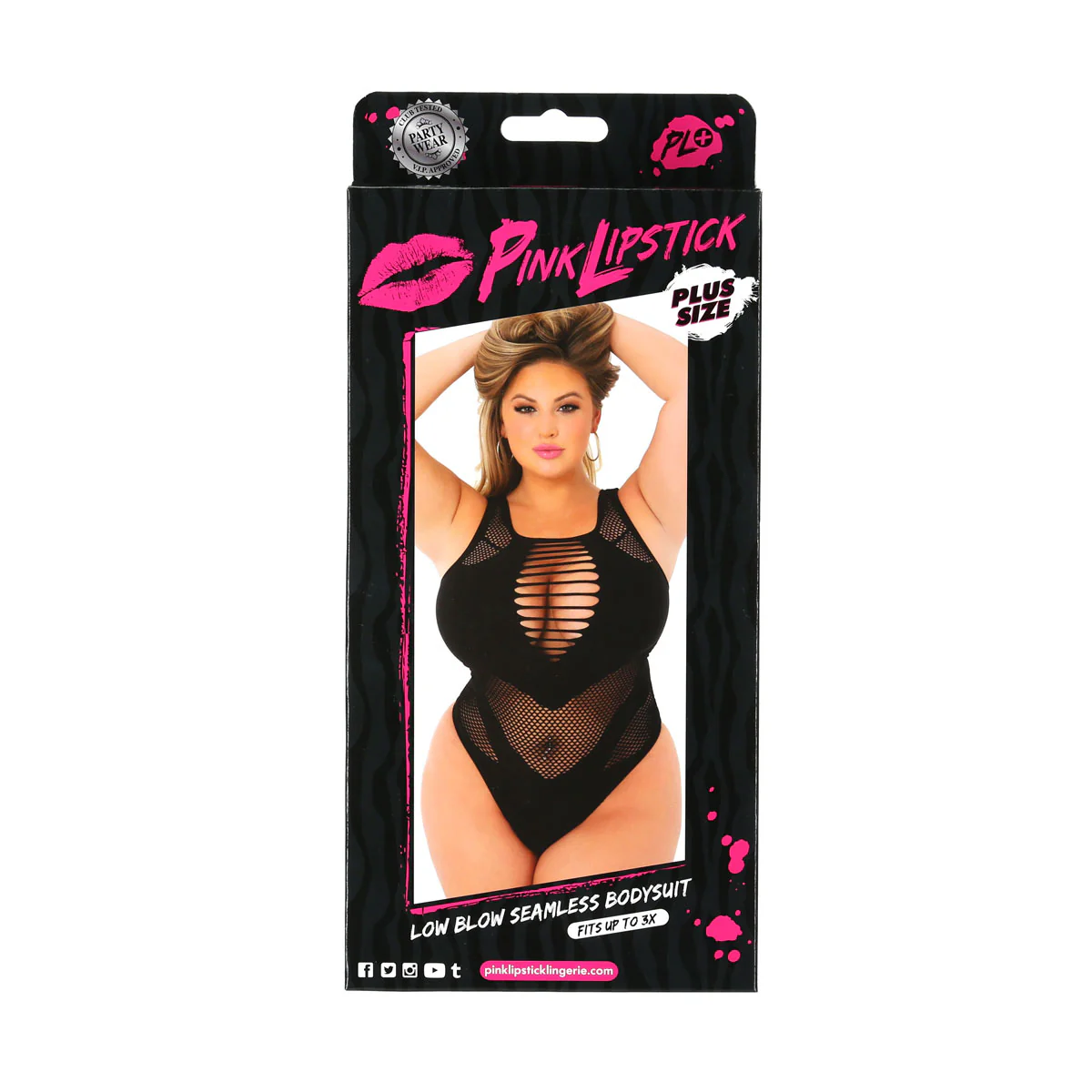 Pink Lipstick Low Blow Seamless Bodysuit – Black – Plus Size