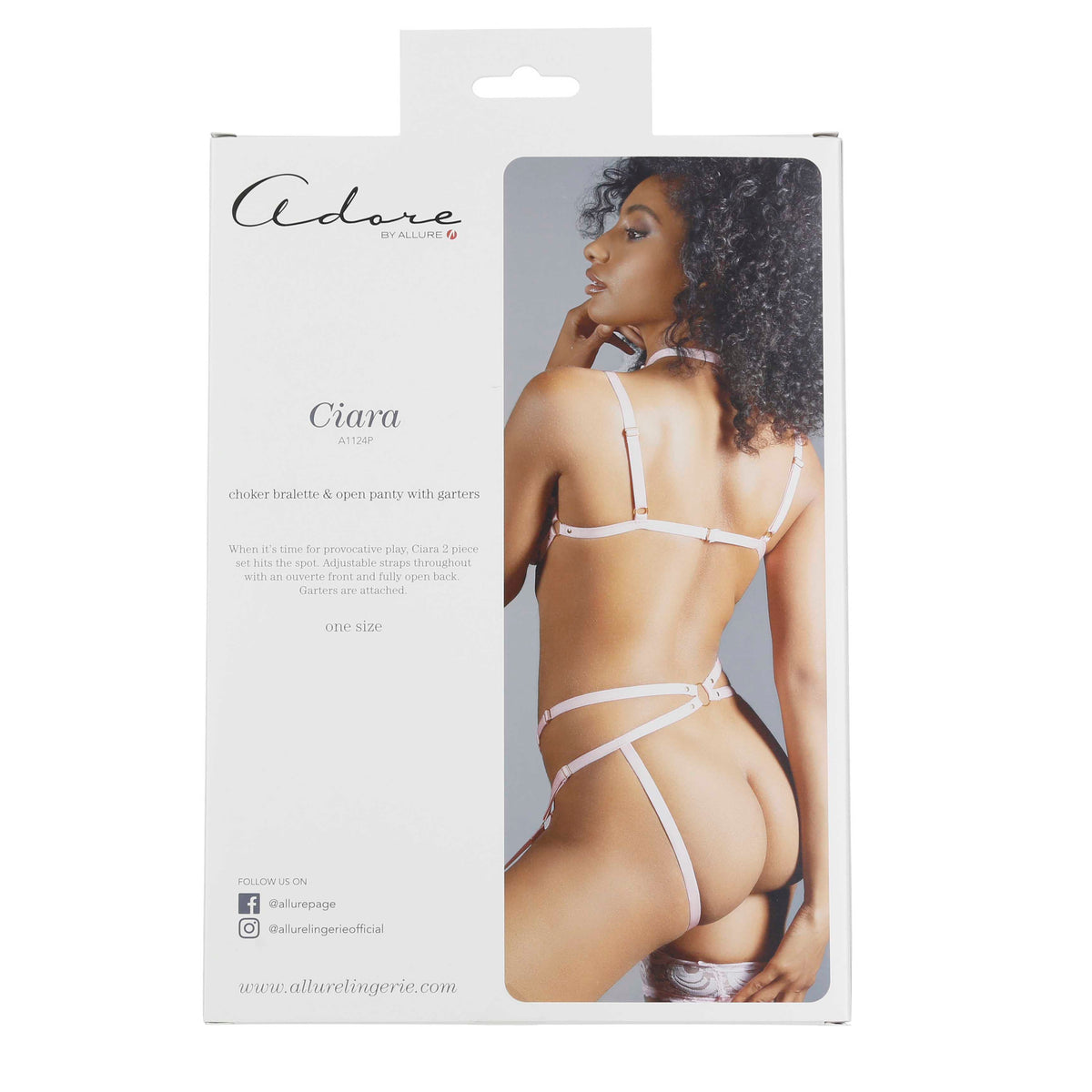 Adore By Allure - Ciara - Choker Bralette & Open Panty With Garters - Pink - OS
