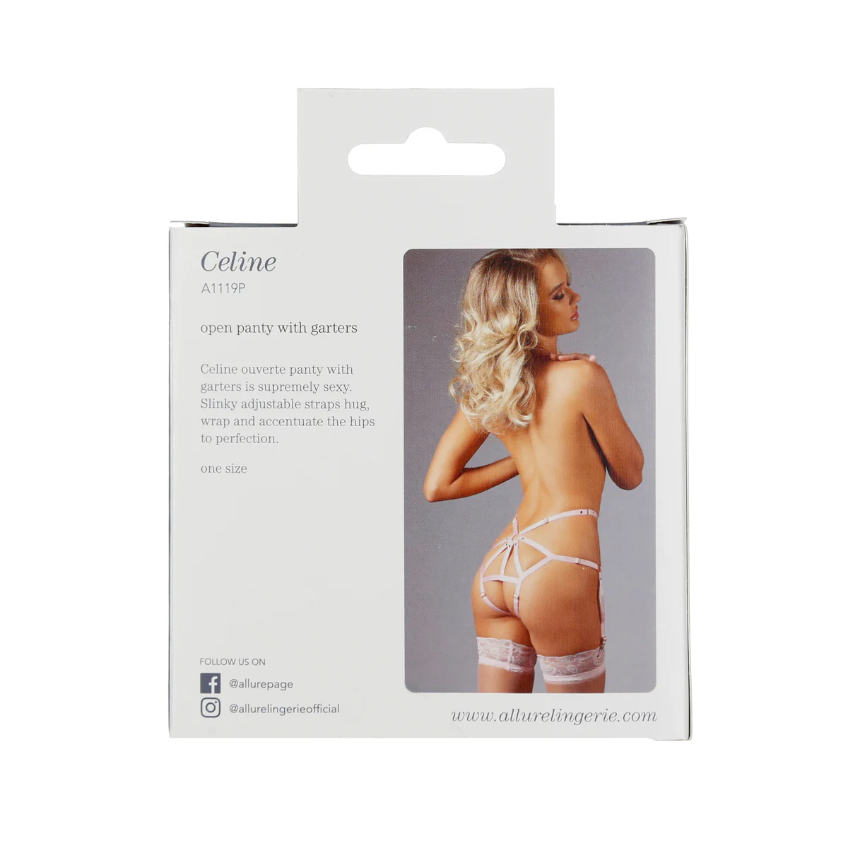 Adore by Allure - Celine - Open Panty With Garters - Pink - OS