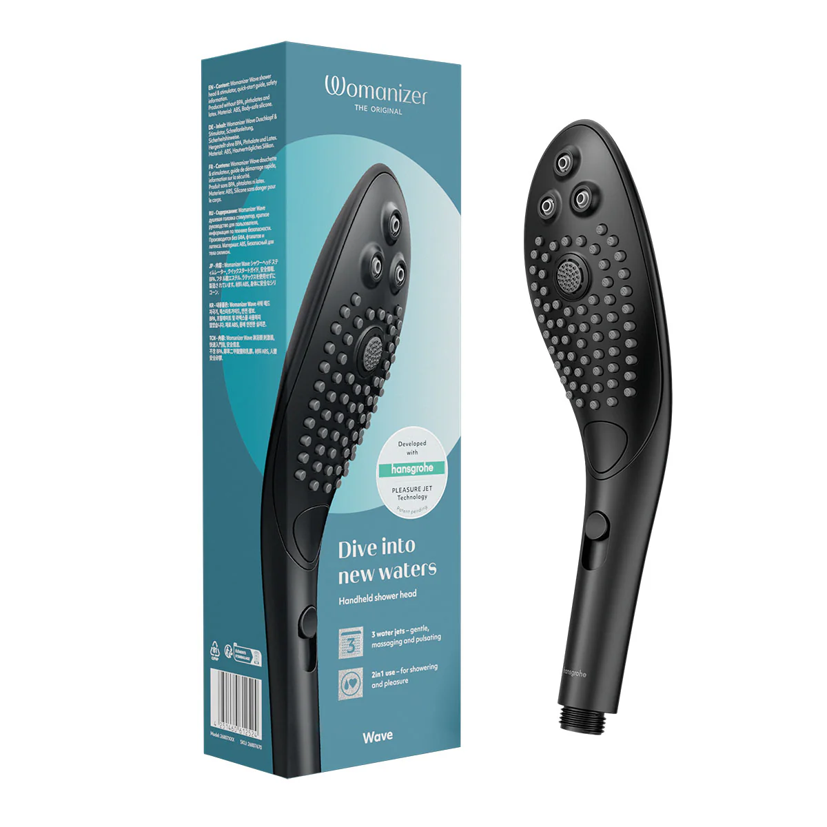 Womanizer® - Wave - Combined Shower Head & Water Massage Clitoral Stimulator - Black