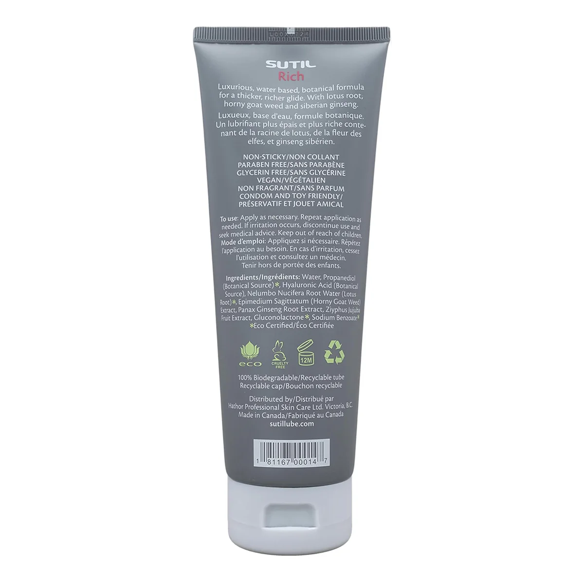 SUTIL Rich Water Based Personal Lubricant – 2 oz/4 oz/8 oz