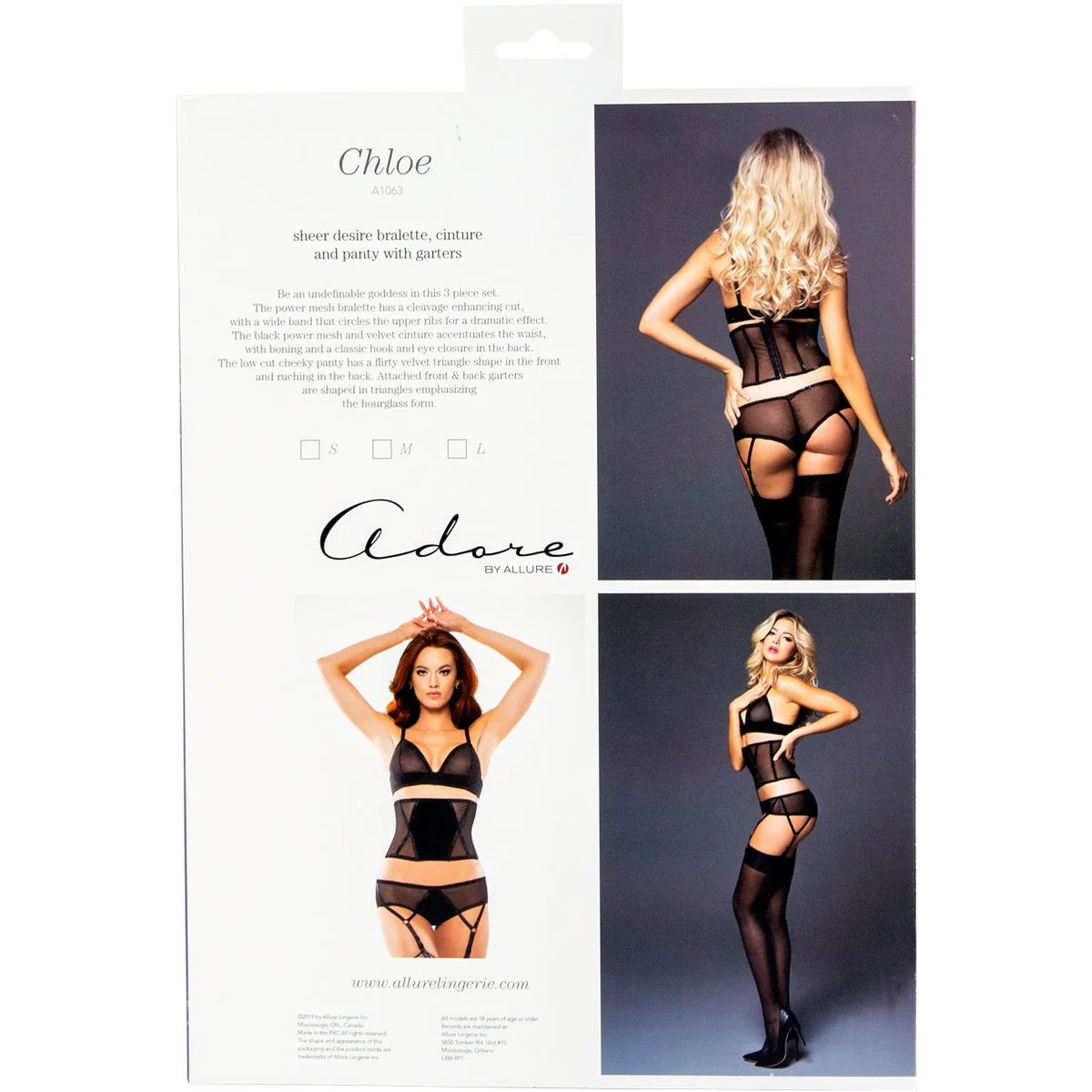 Allure Adore – Chloe Sheer Desire 3 Piece Set – Black - Small