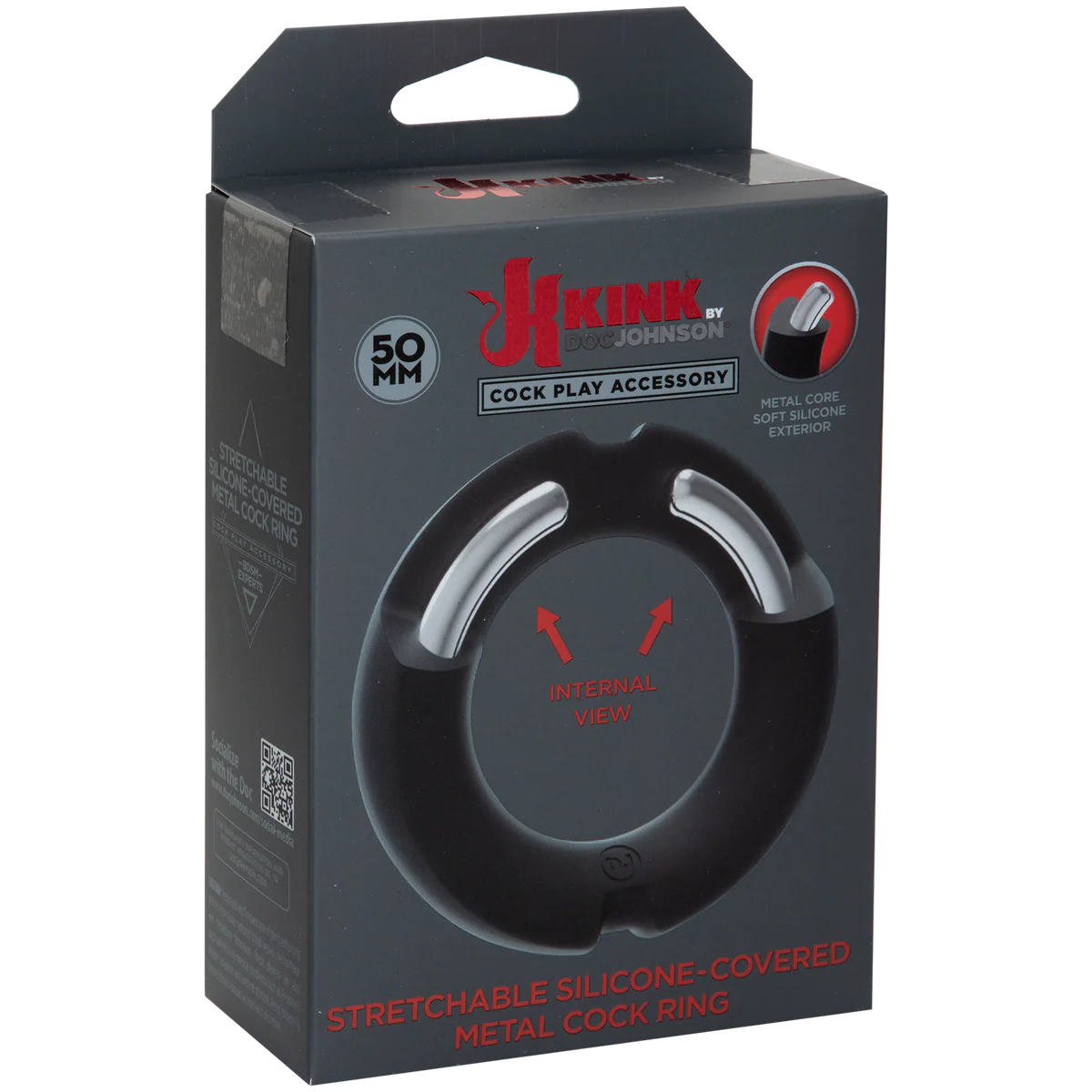 Doc Johnson KINK Silicone-Covered Metal Cock Ring - 50mm