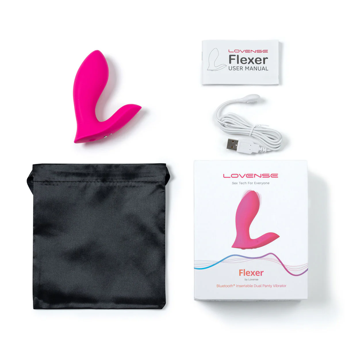 Lovense - Flexer - Bluetooth® Insertable Dual Panty Vibrator – Pink