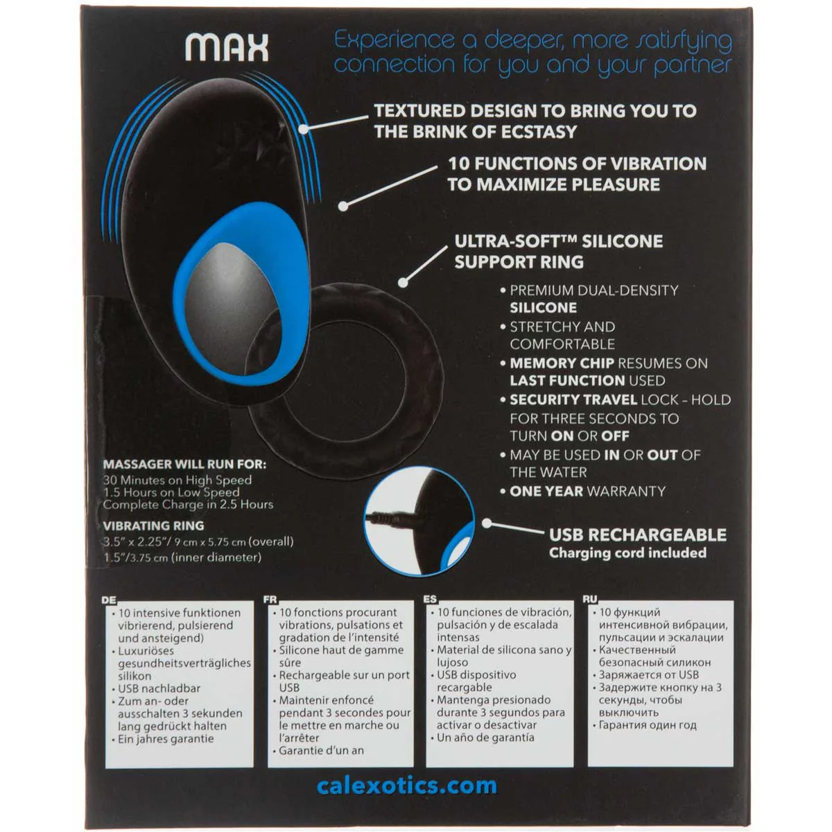 CalExotics Link Up Max Vibrating Cock Ring – Blue