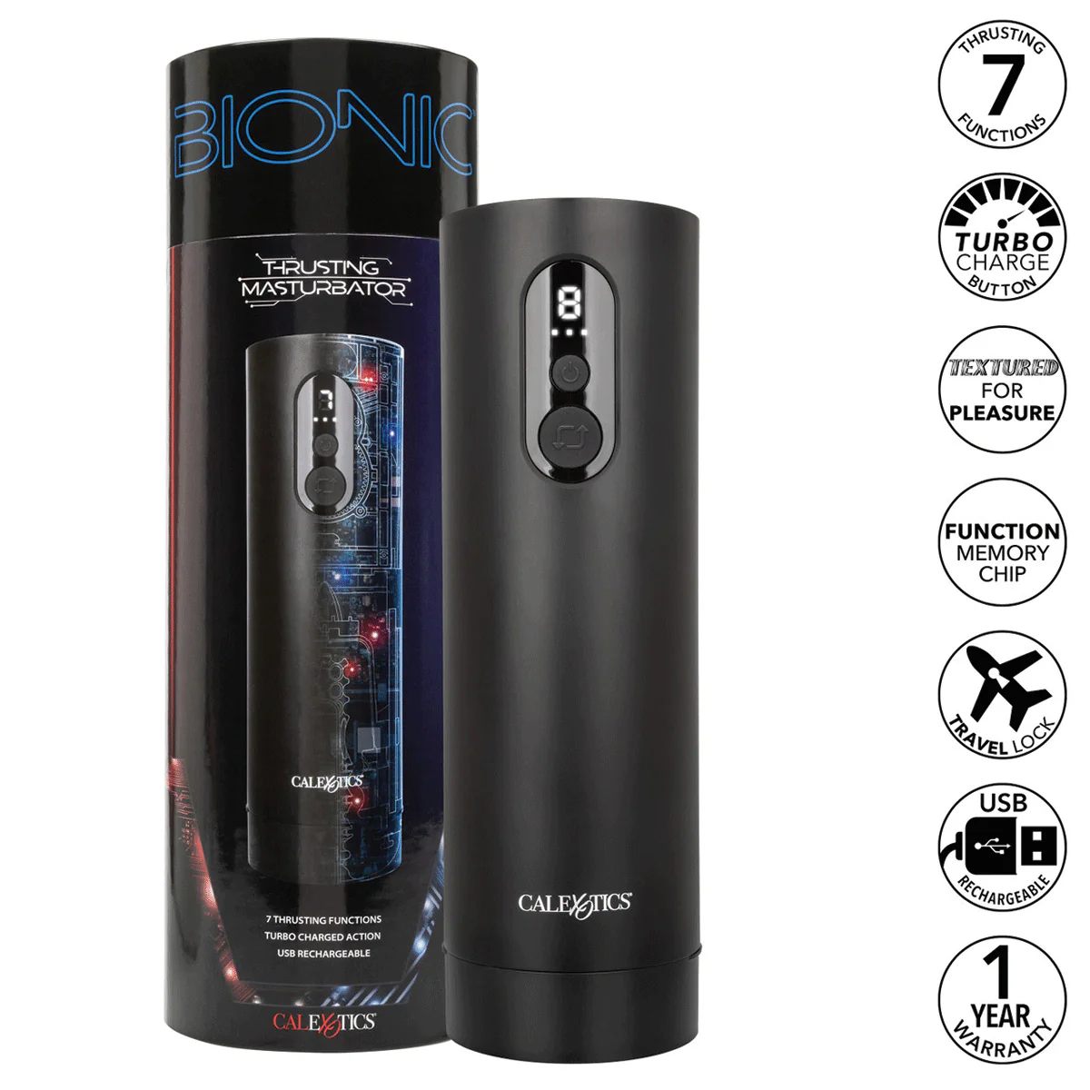CaleXOtics Bionic Vibro-Stroker with Oscillation & Suction