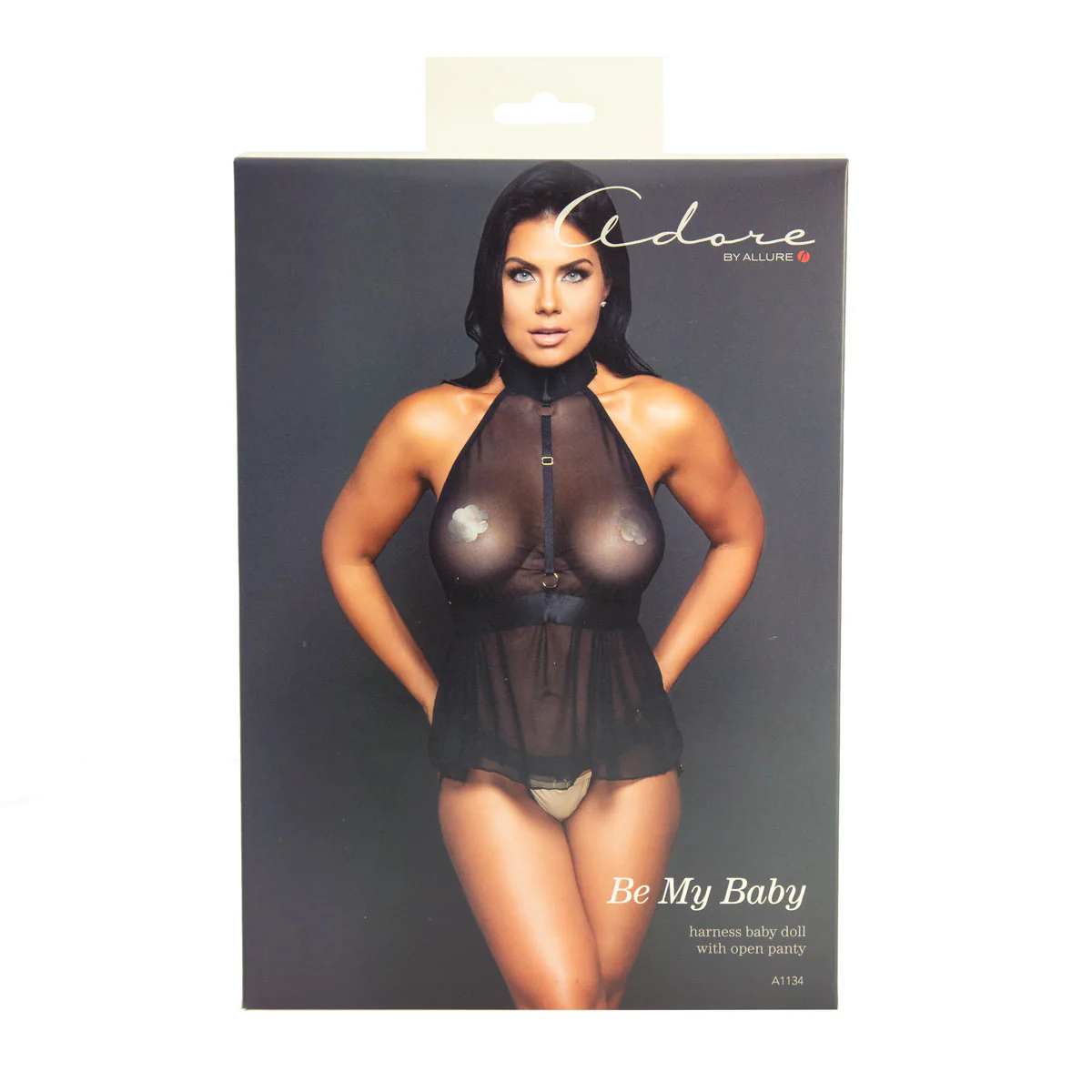 Adore by Allure - Be My Baby - Harness Baby Doll with Open Panty - Black - OS