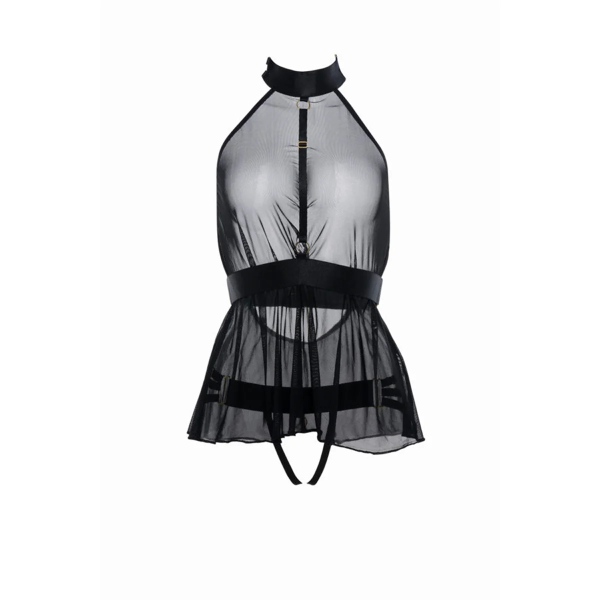 Adore by Allure - Be My Baby - Harness Baby Doll with Open Panty - Black - OS