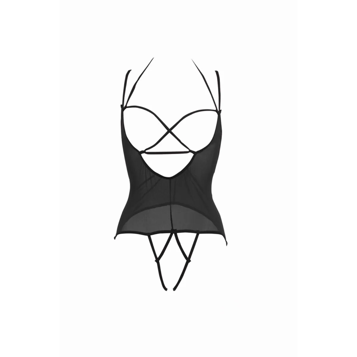 Allure – Angelina - Mesh Under Bust Teddy – Black