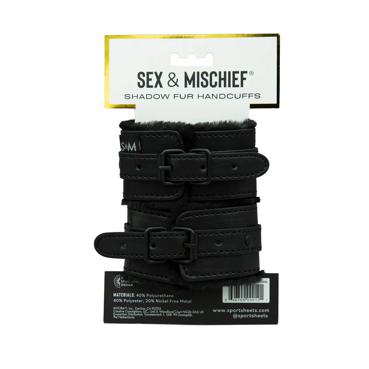Sportsheets Sex & Mischief - Shadow Fur Handcuffs - Black