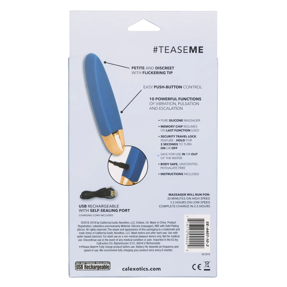 CalExotics® - Slay #Tease Me - Silicone Massager - Blue