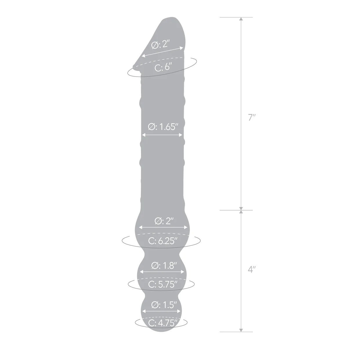 Gläs - 12” Double Ended Glass Dildo with Anal Beads