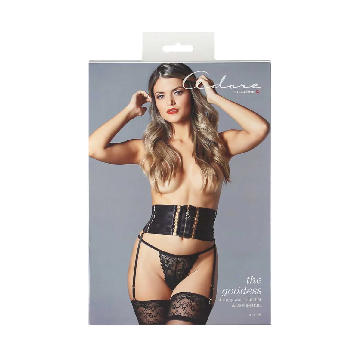 Adore – Allure – The Goddess Strappy Waist Cincher & G-String – Black – One Size