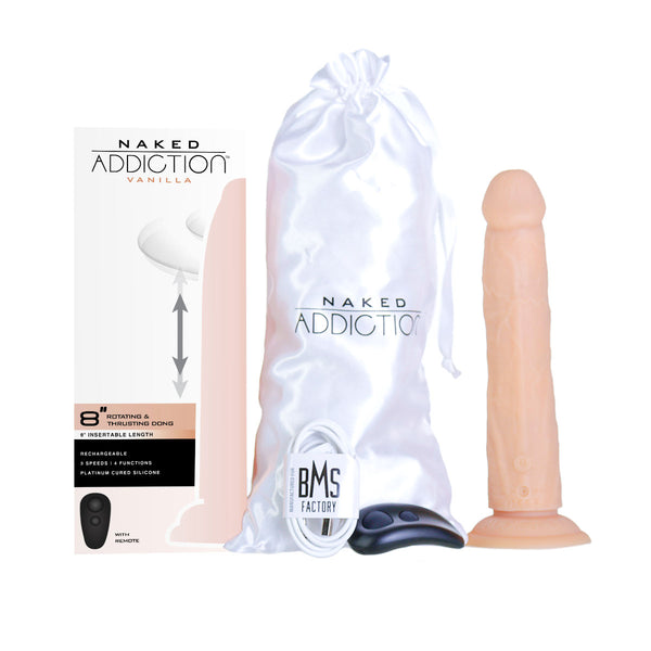 Naked Addiction 8” Rotating & Thrusting Dong - Vanilla - 88825