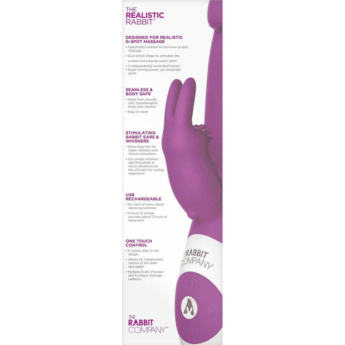 The Rabbit Company Realistic Rabbit Vibrator -  Deep Rose
